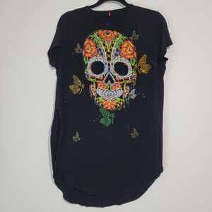 IAY GUEY DAY OF THE DEAD WOMEN'S SEQUENC TUNIC TOP